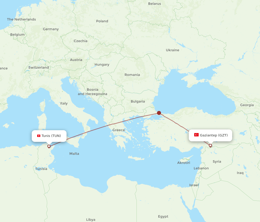 GZT-TUN flight routes