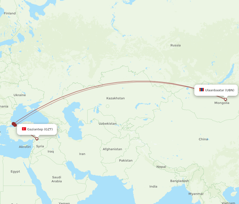 GZT-UBN flight routes