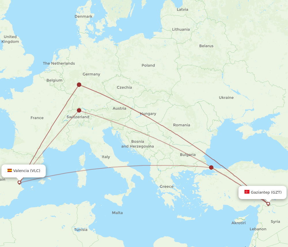 GZT-VLC flight routes