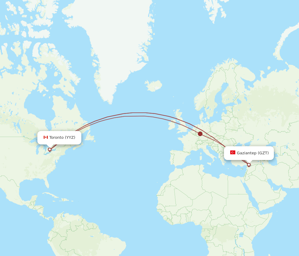 GZT-YYZ flight routes