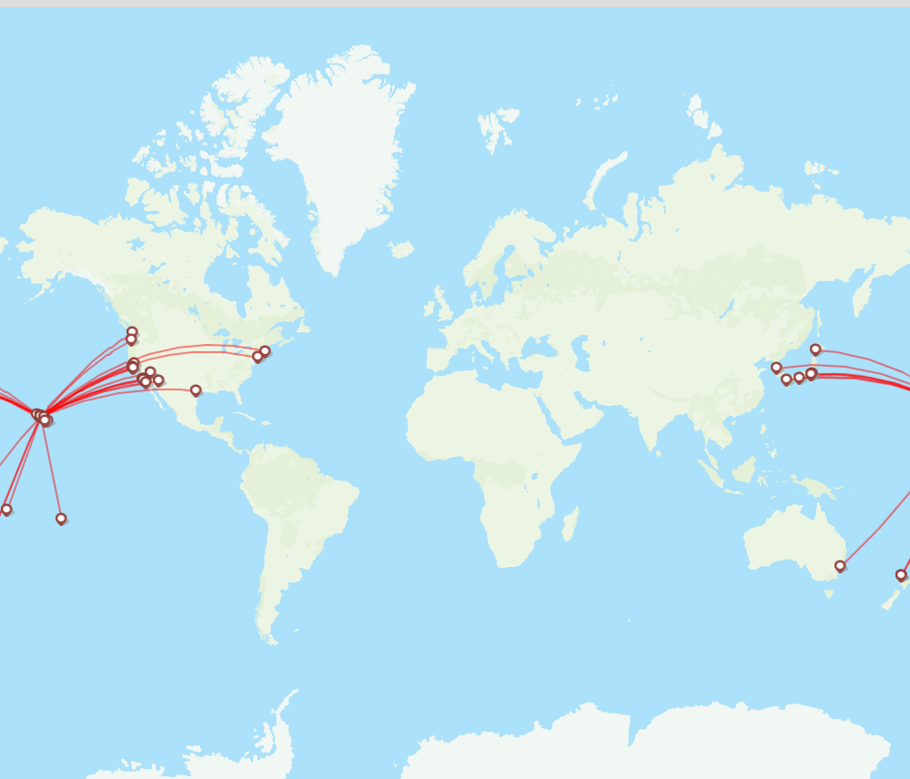 Hawaiian Airlines destination map