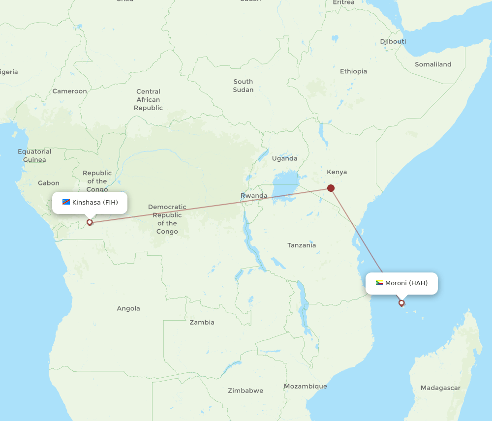 HAH-FIH flight routes
