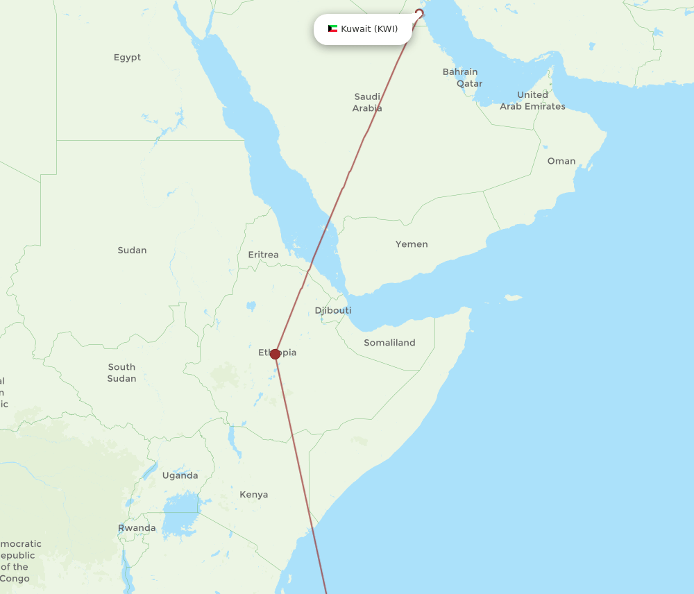HAH-KWI flight routes