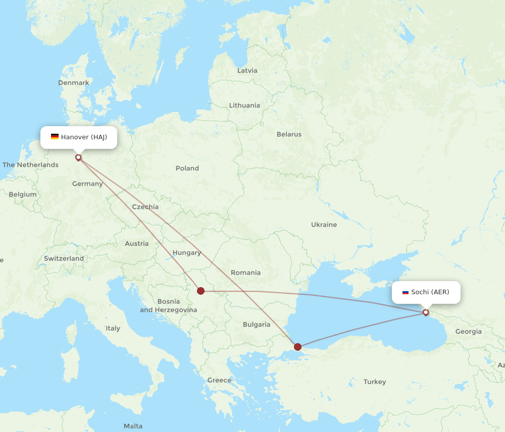 HAJ-AER flight routes
