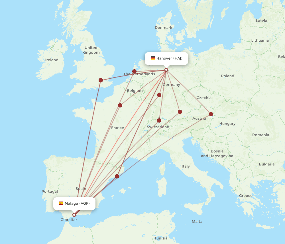 HAJ-AGP flight routes