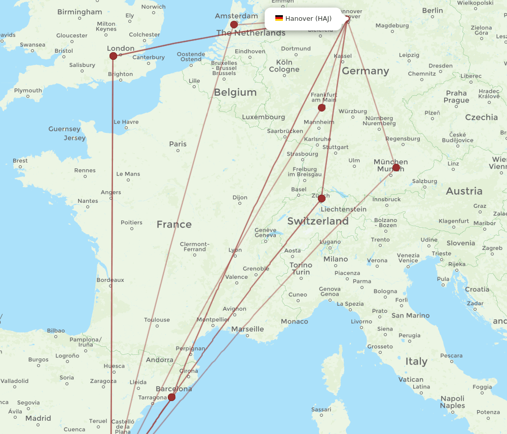HAJ-ALC flight routes