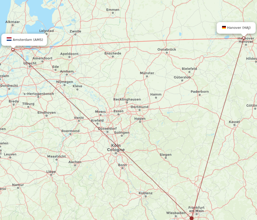 HAJ to AMS flights and routes map