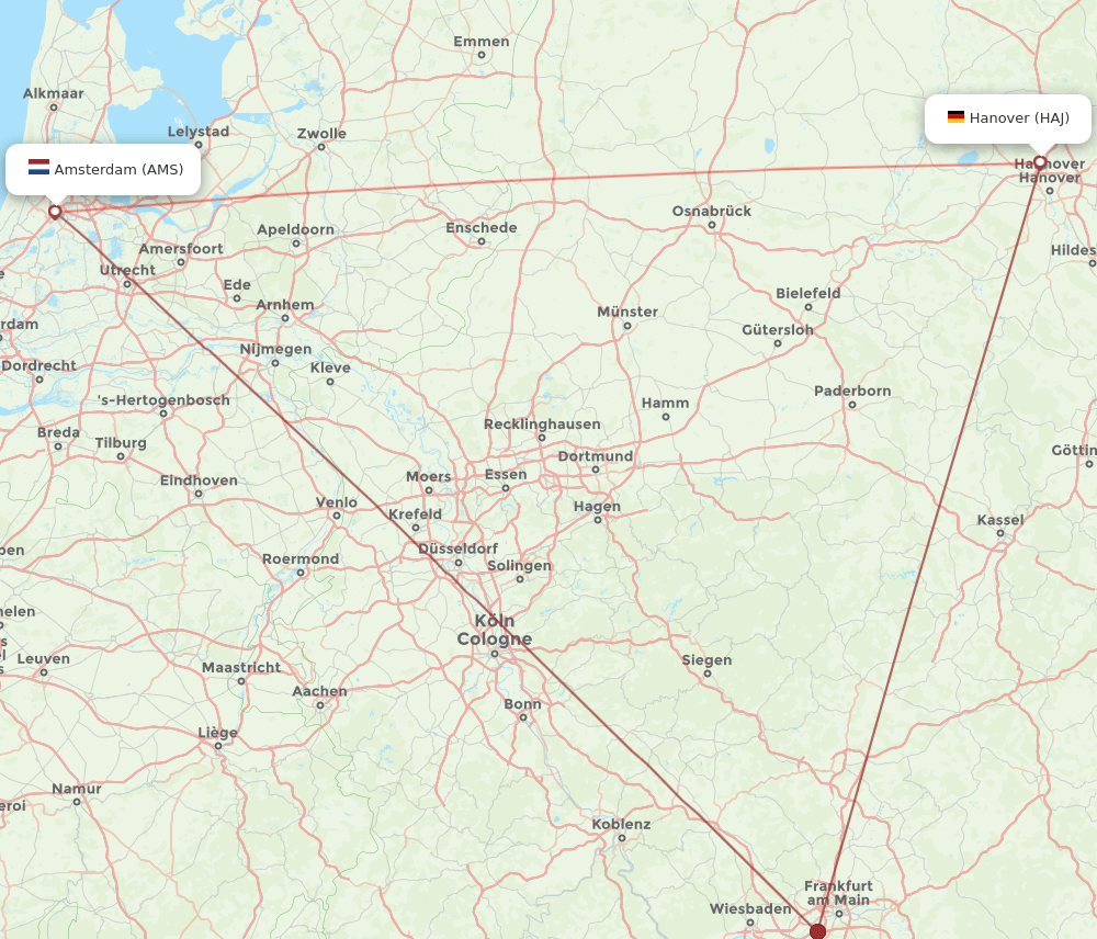 HAJ-AMS flight routes