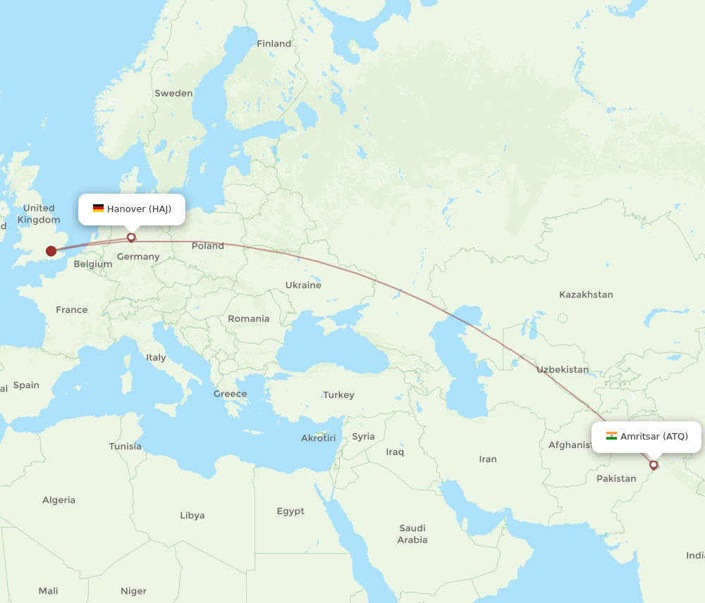 HAJ to ATQ flights and routes map