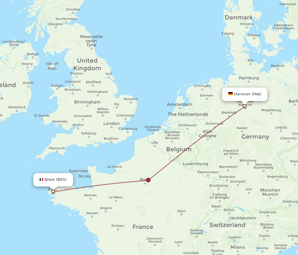 HAJ-BES flight routes