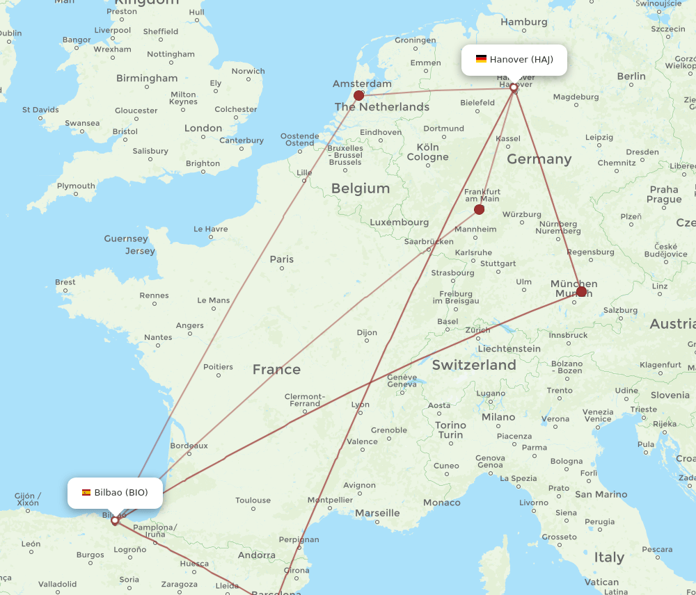 HAJ-BIO flight routes