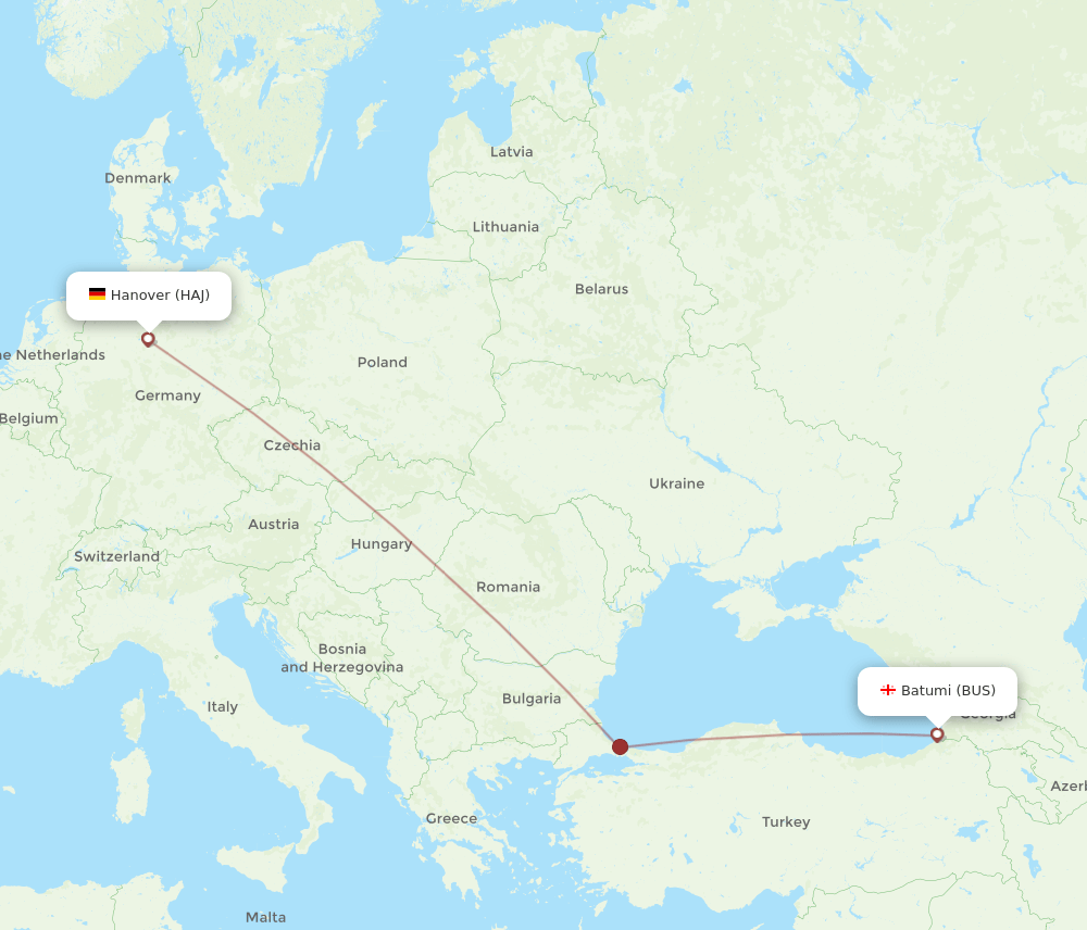 HAJ to BUS flights and routes map