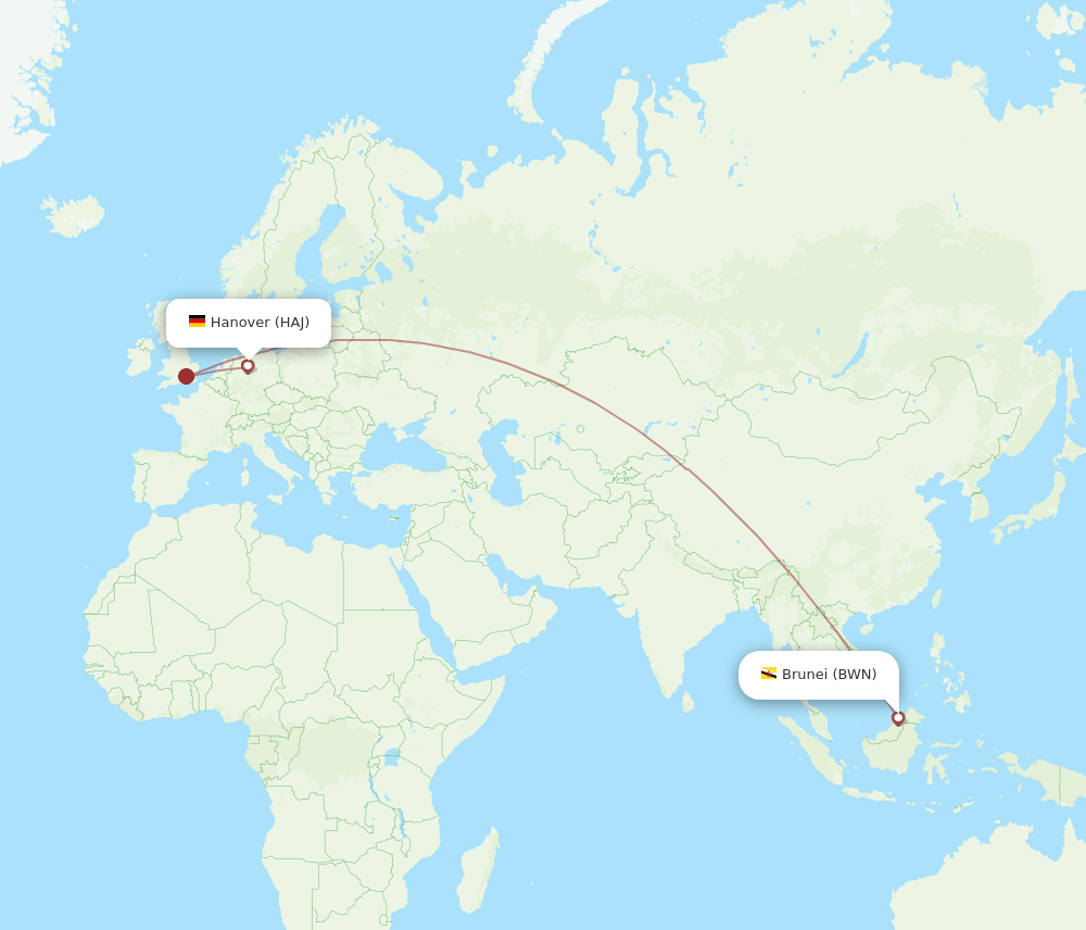 HAJ-BWN flight routes