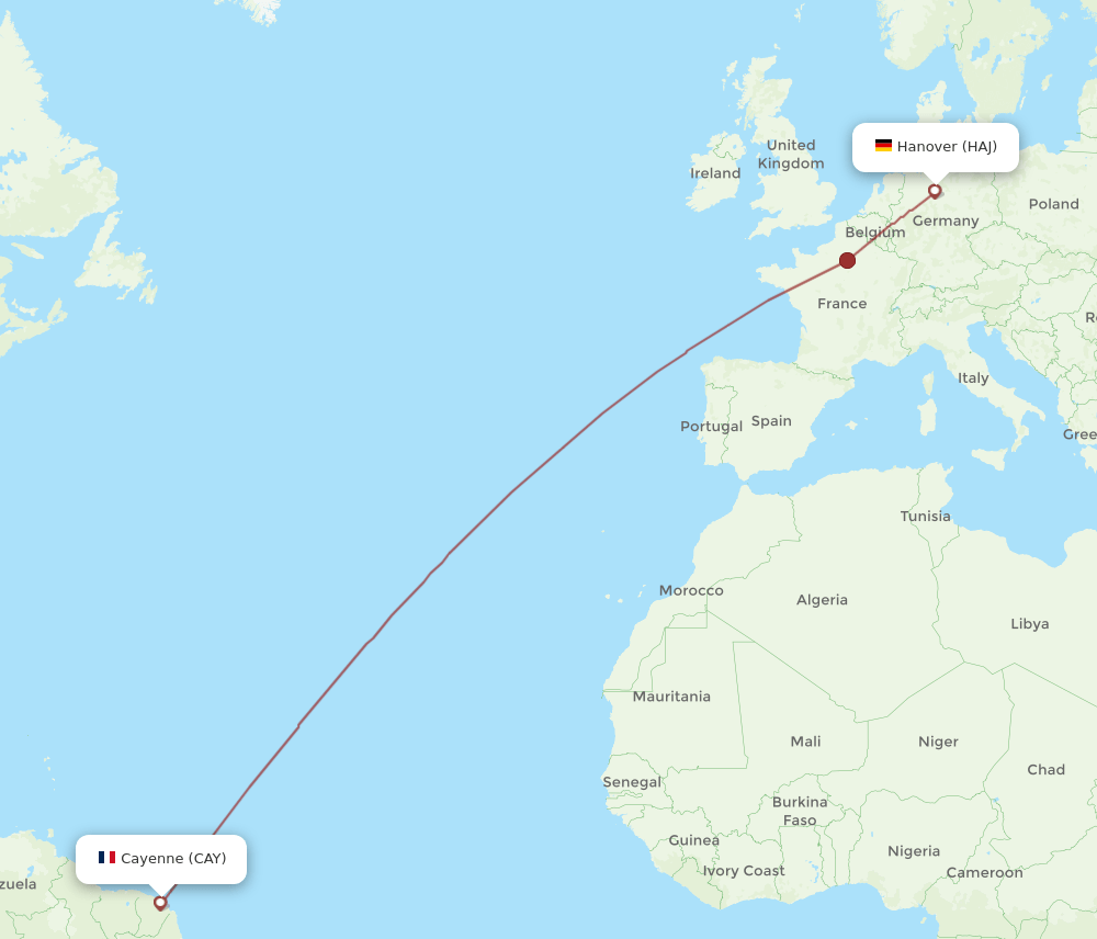HAJ-CAY flight routes