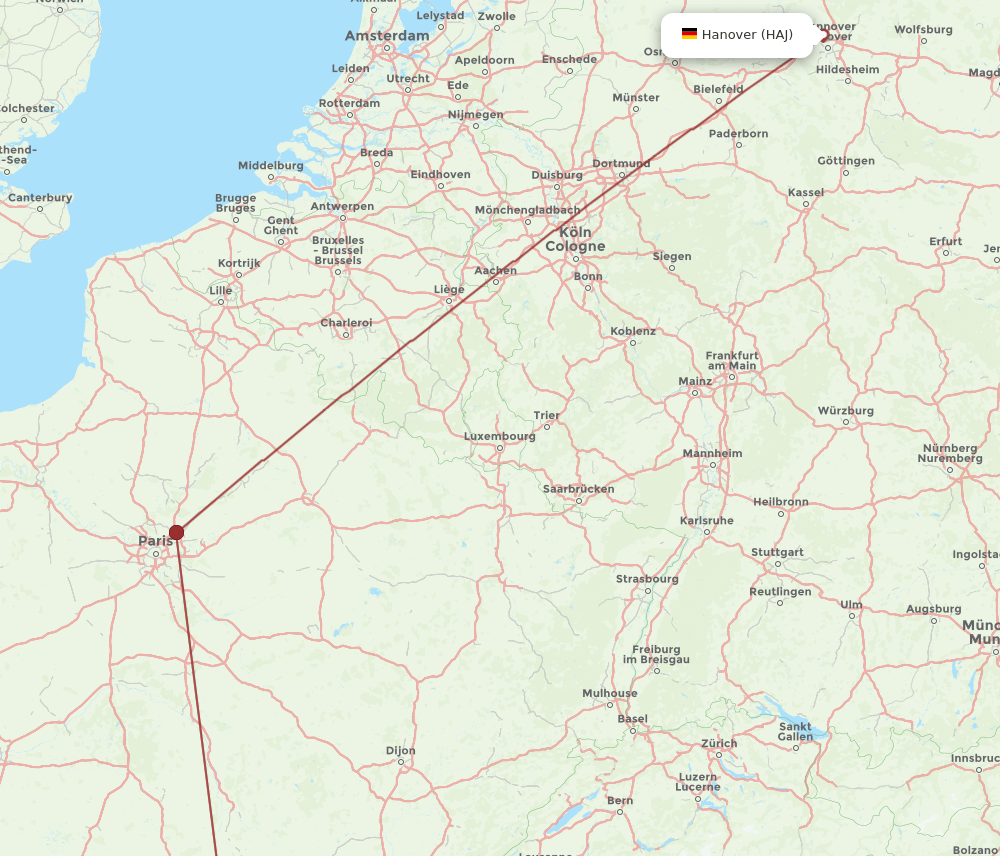 HAJ-CFE flight routes