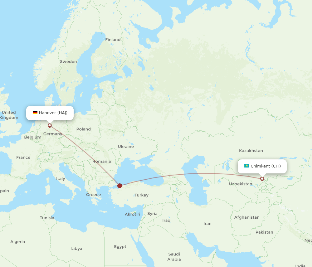 HAJ to CIT flights and routes map