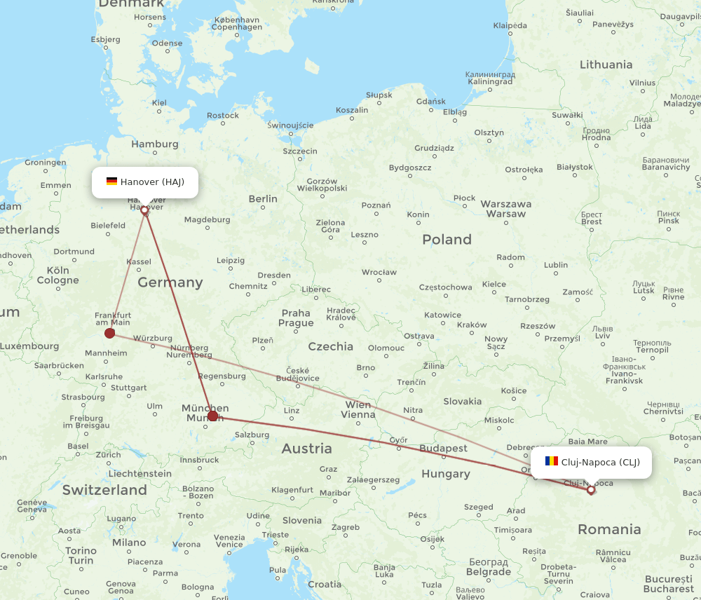 HAJ-CLJ flight routes