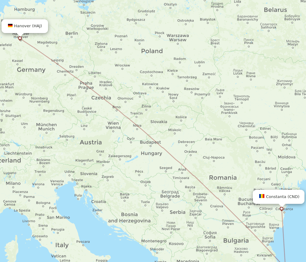 HAJ-CND flight routes