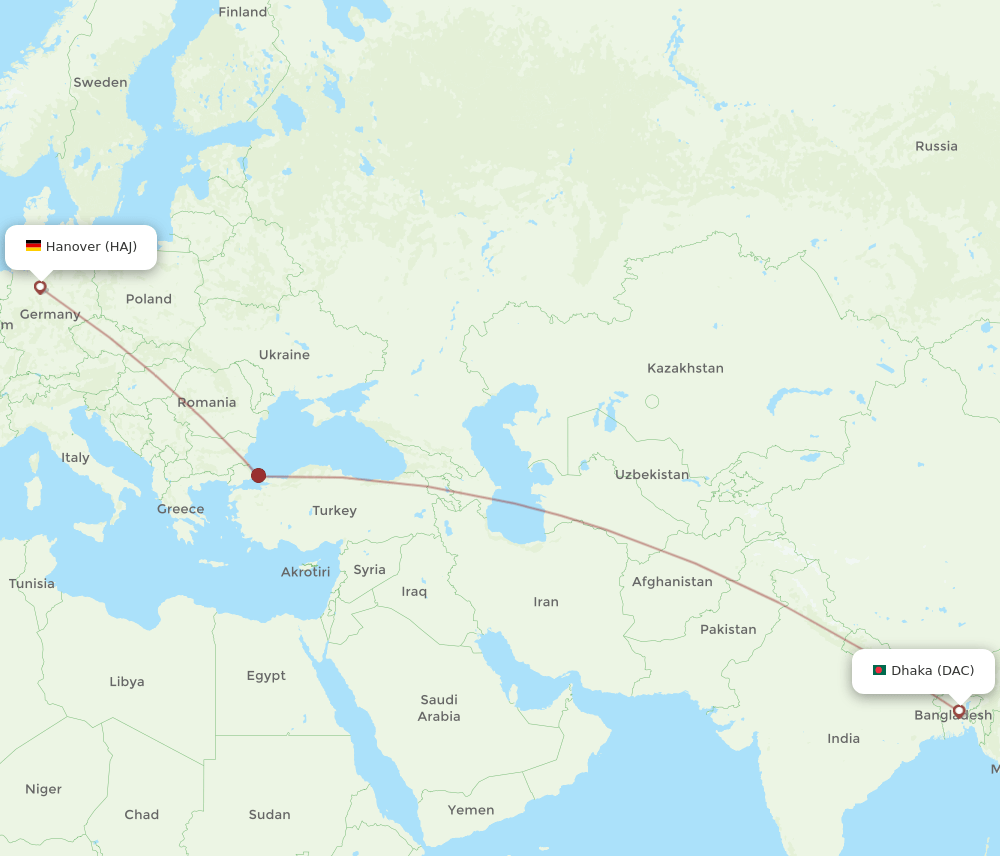 HAJ-DAC flight routes