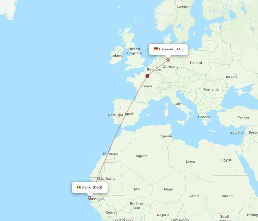 HAJ-DSS flight routes
