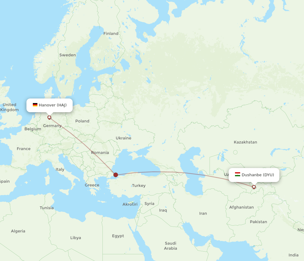 HAJ-DYU flight routes