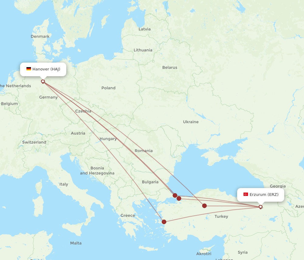 HAJ-ERZ flight routes