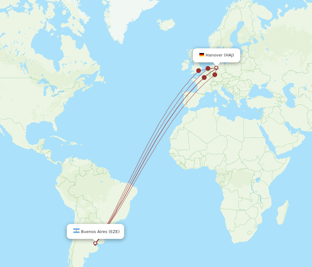 HAJ-EZE flight routes