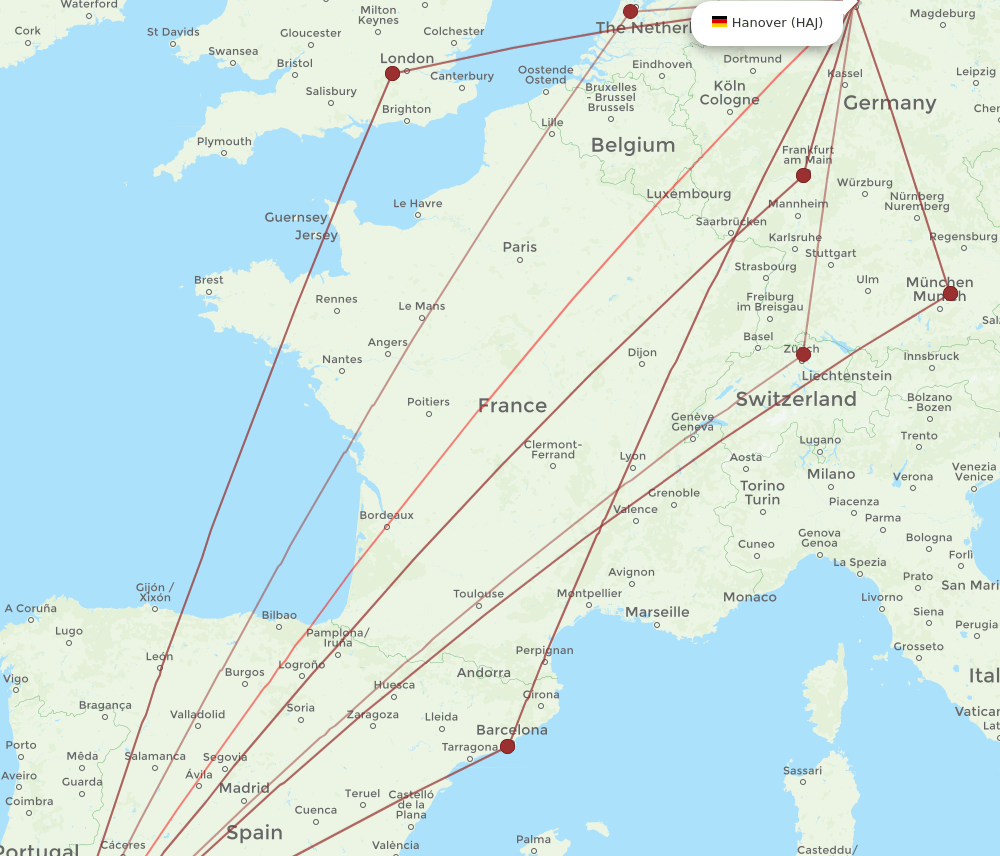 HAJ-FAO flight routes