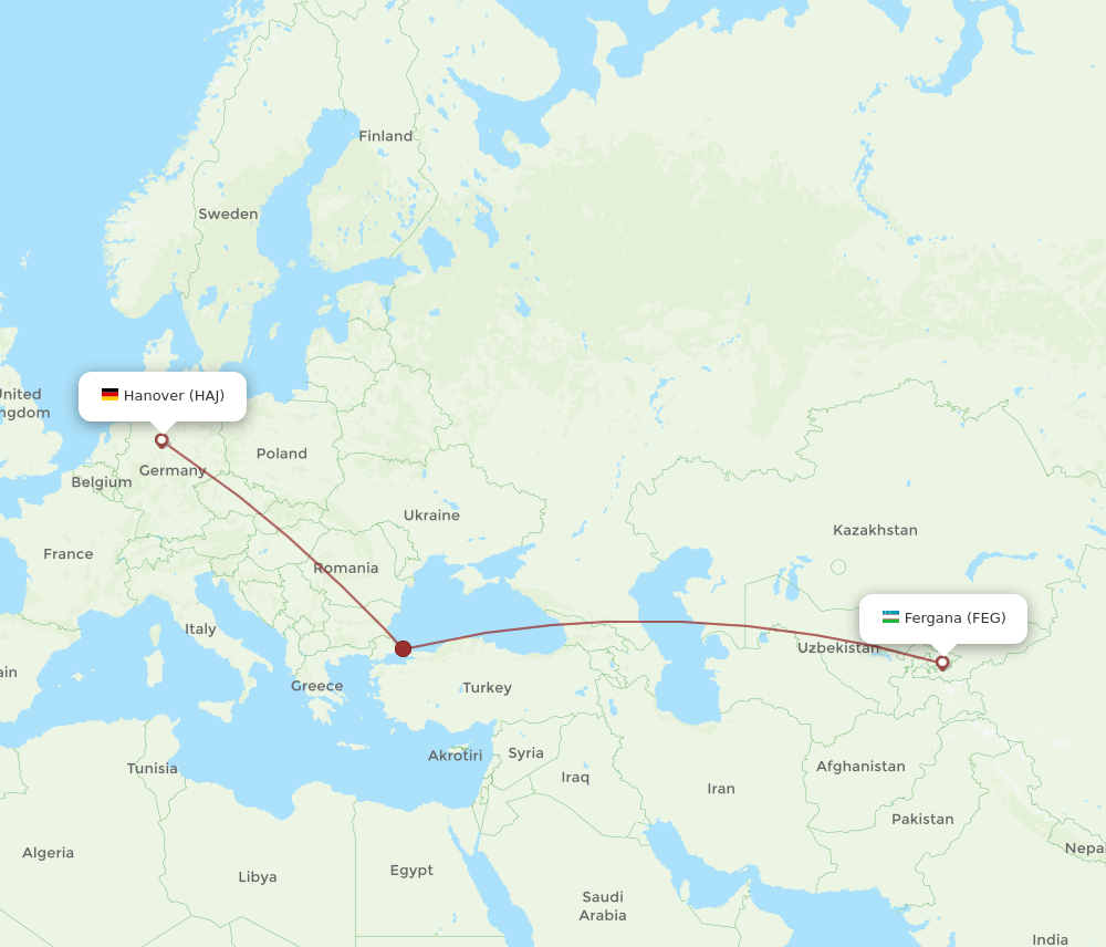 HAJ-FEG flight routes