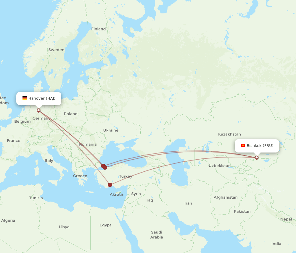 HAJ-FRU flight routes