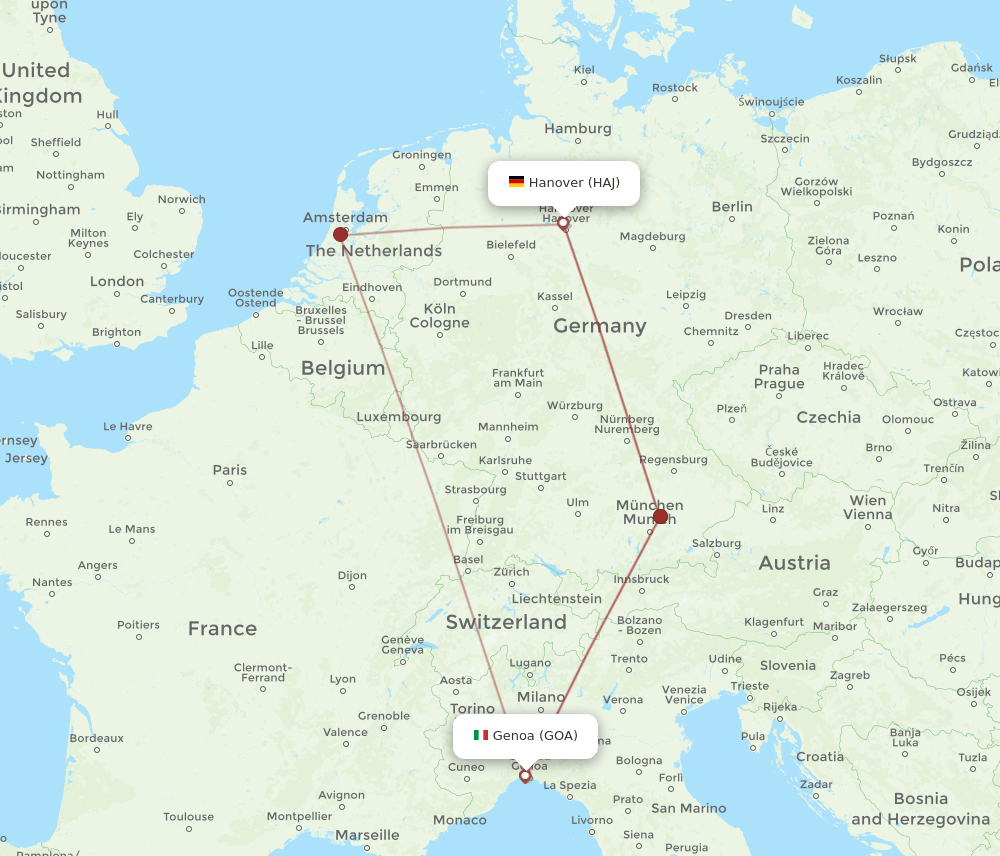 HAJ-GOA flight routes