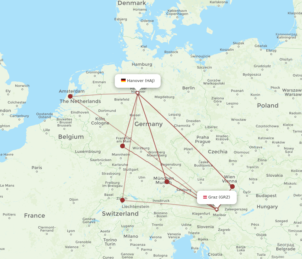 HAJ-GRZ flight routes