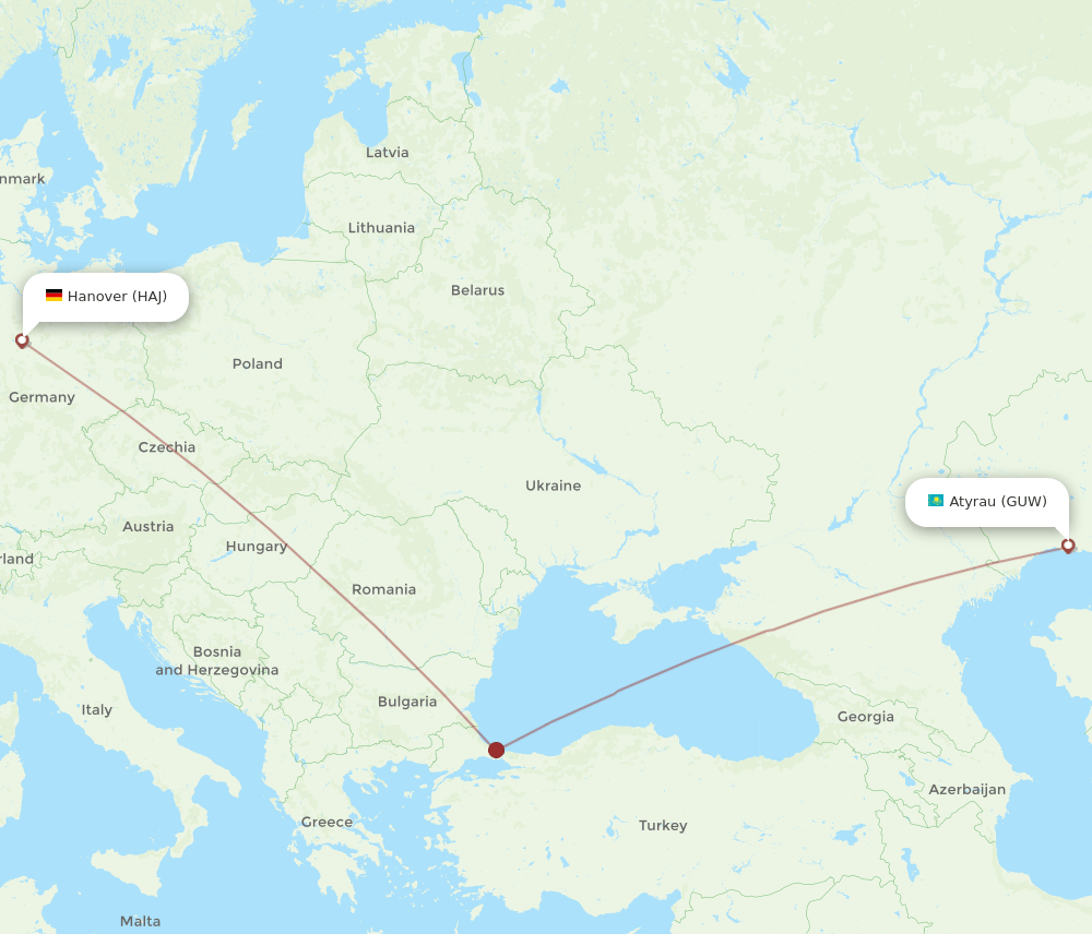 HAJ-GUW flight routes