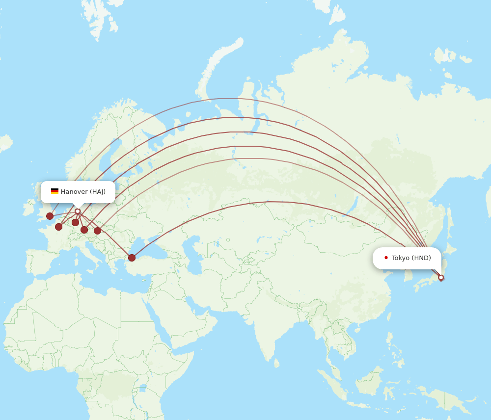 HAJ-HND flight routes