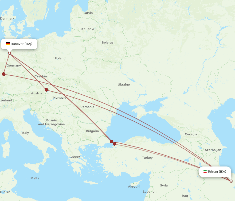 HAJ-IKA flight routes