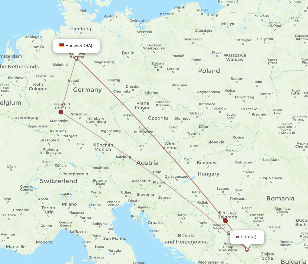 HAJ-INI flight routes