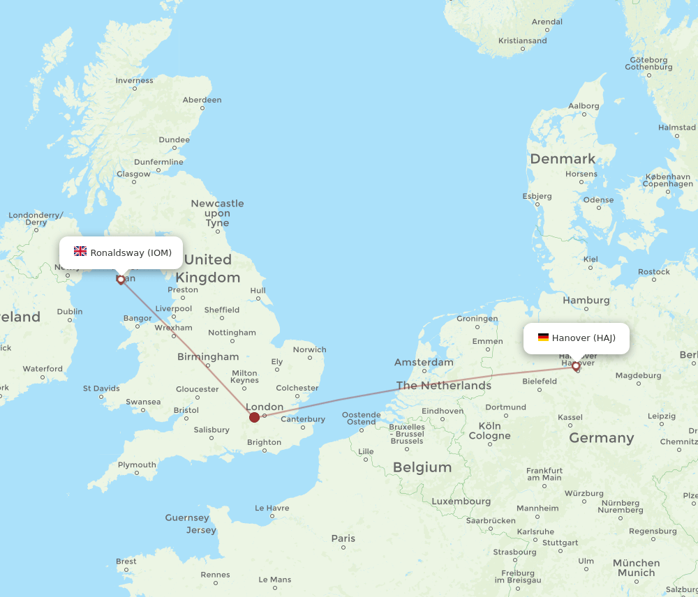 HAJ-IOM flight routes