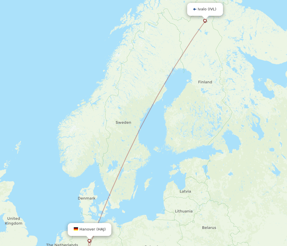 HAJ-IVL flight routes