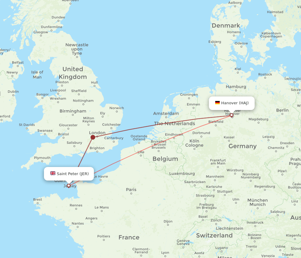 HAJ-JER flight routes