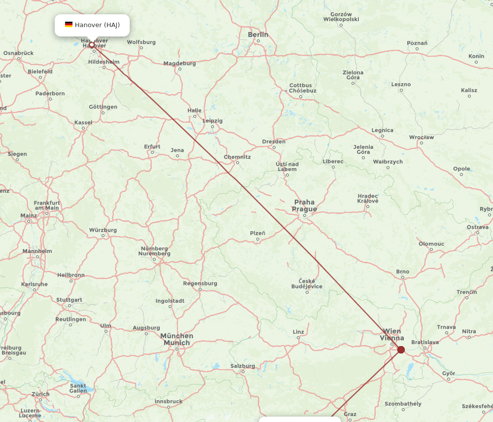 HAJ-KLU flight routes