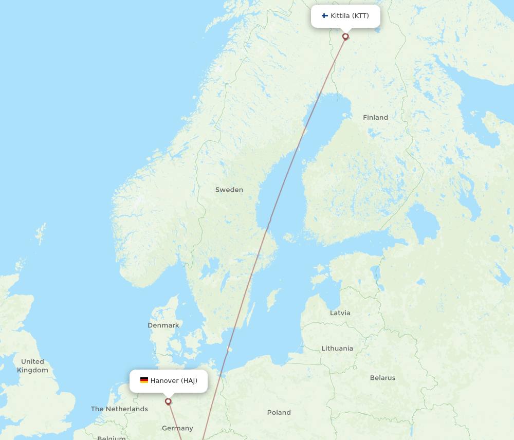 HAJ-KTT flight routes