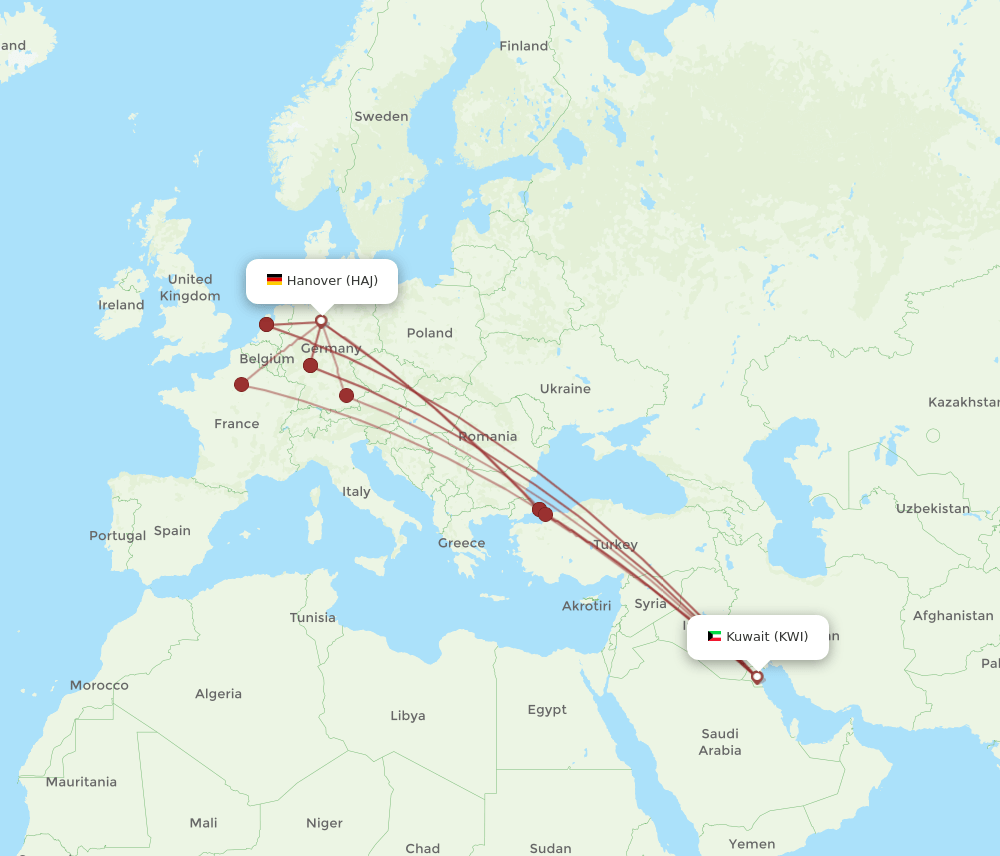 HAJ-KWI flight routes