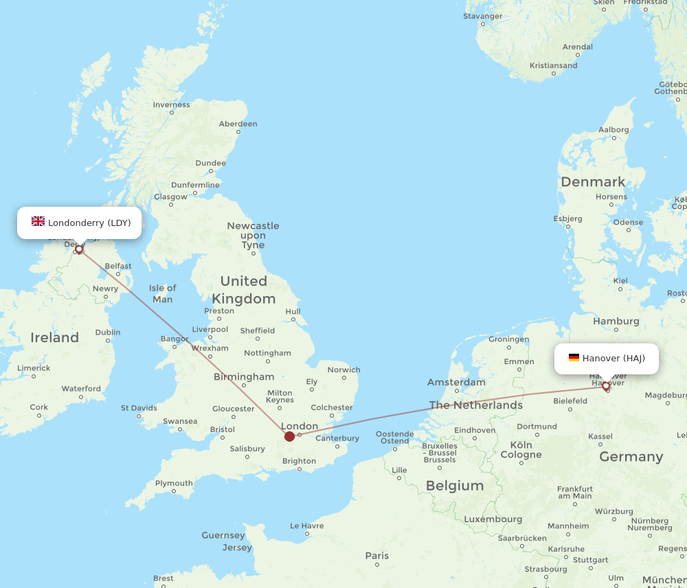 HAJ-LDY flight routes