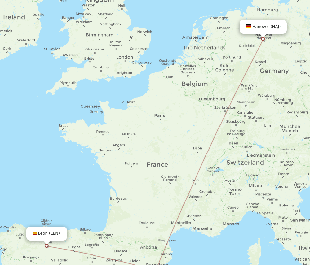 HAJ-LEN flight routes