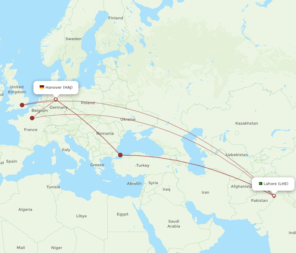 HAJ-LHE flight routes