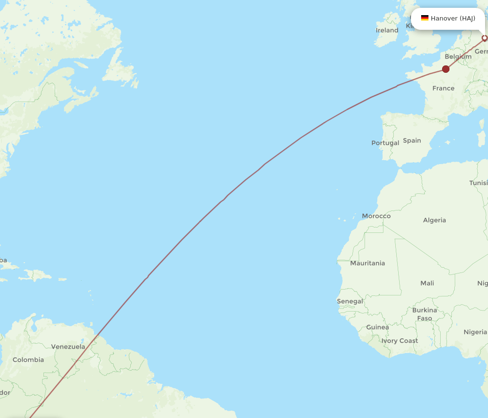 HAJ to LIM flights and routes map