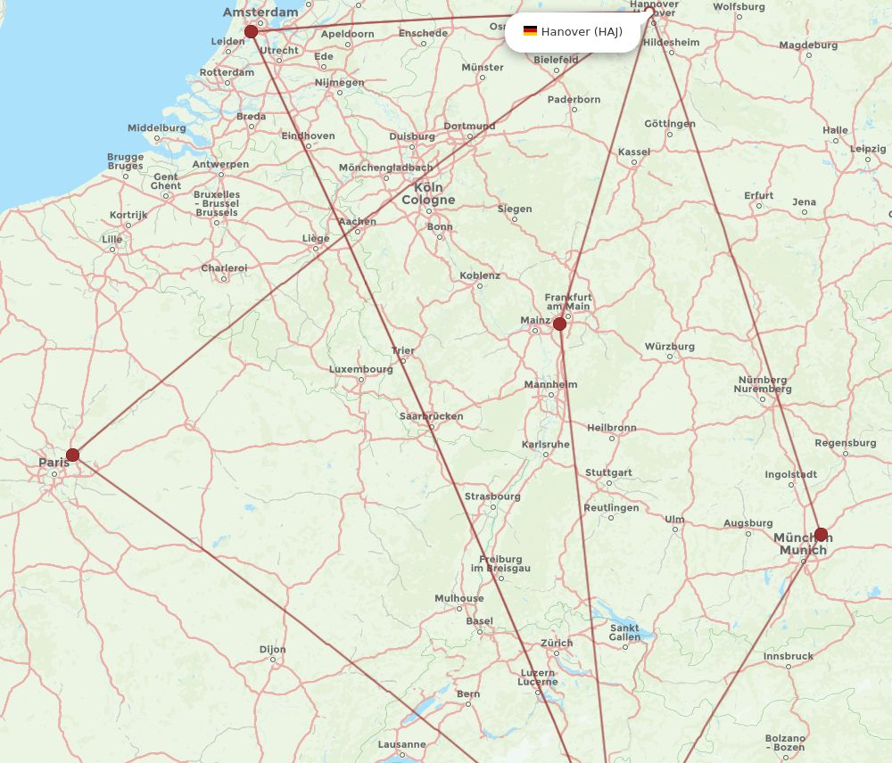 HAJ to LIN flights and routes map