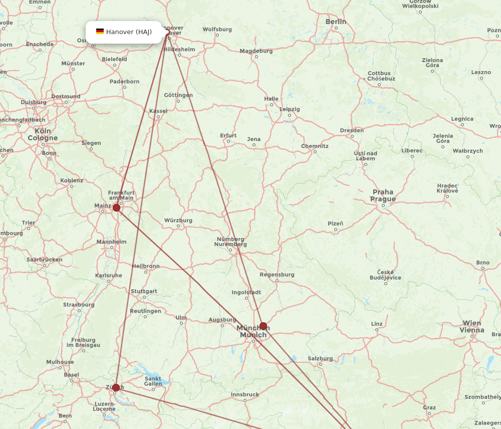 HAJ-LJU flight routes