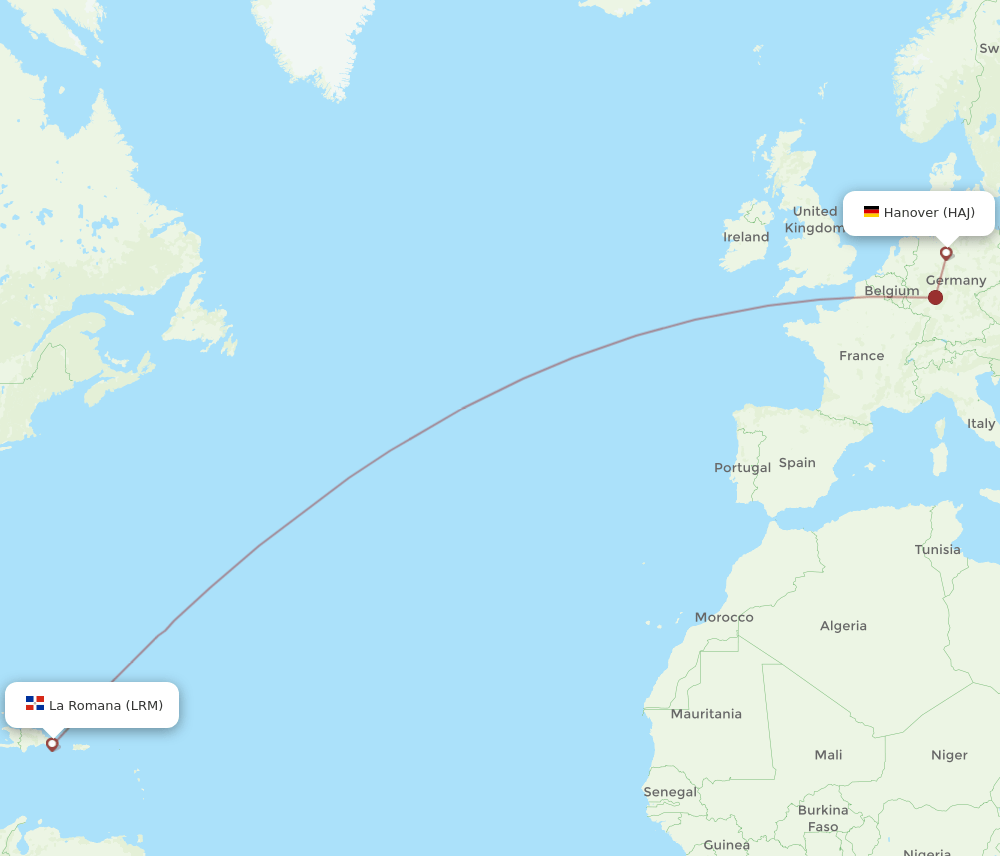 HAJ to LRM flights and routes map