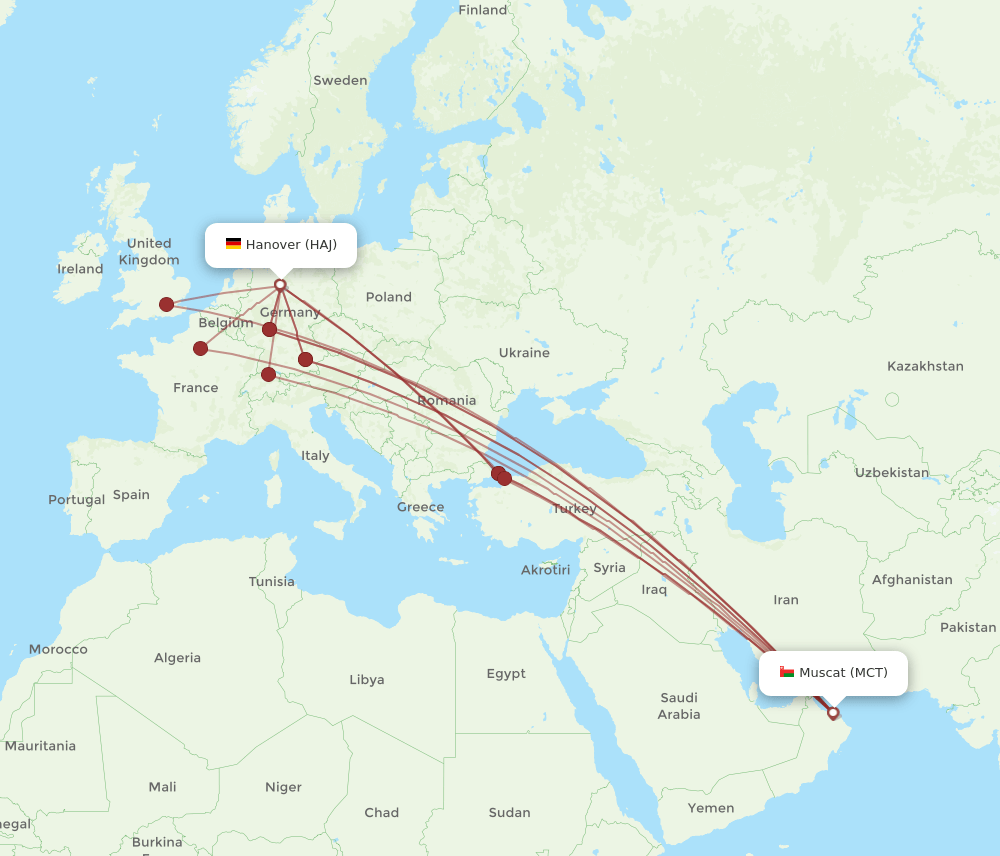 HAJ-MCT flight routes